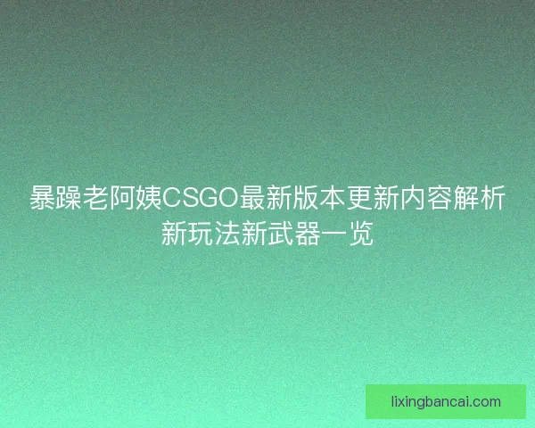 暴躁老阿姨CSGO最新版本更新内容解析新玩法新武器一览