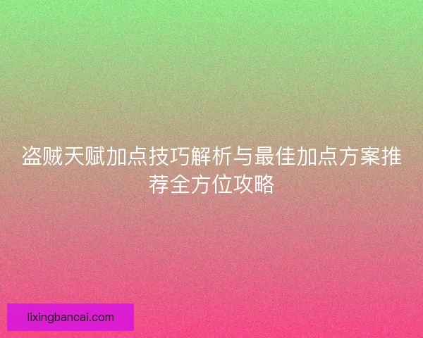盗贼天赋加点技巧解析与最佳加点方案推荐全方位攻略