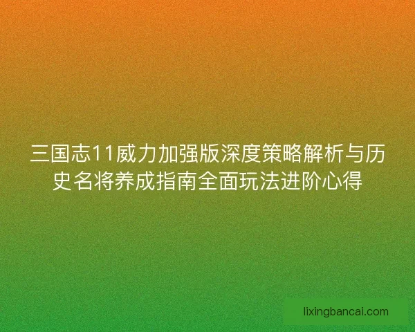 三国志11威力加强版深度策略解析与历史名将养成指南全面玩法进阶心得