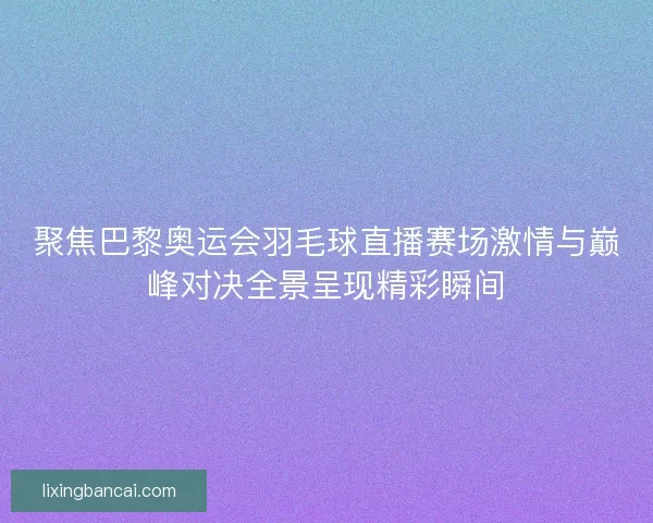 聚焦巴黎奥运会羽毛球直播赛场激情与巅峰对决全景呈现精彩瞬间